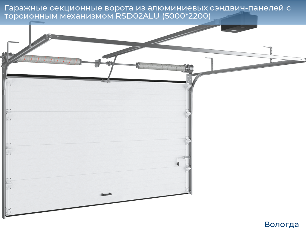 Гаражные секционные ворота из алюминиевых сэндвич-панелей с торсионным механизмом RSD02ALU (5000*2200), vologda.doorhan.ru