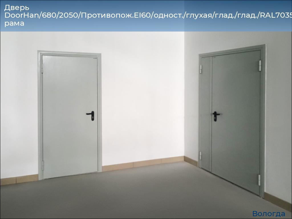 Дверь DoorHan/680/2050/Противопож.EI60/одност./глухая/глад./глад./RAL7035/лев./угл. рама, vologda.doorhan.ru