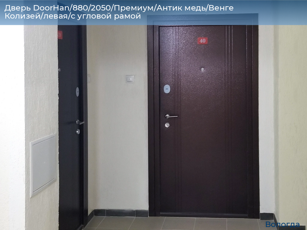 Дверь DoorHan/880/2050/Премиум/Антик медь/Венге Колизей/левая/с угловой рамой, vologda.doorhan.ru